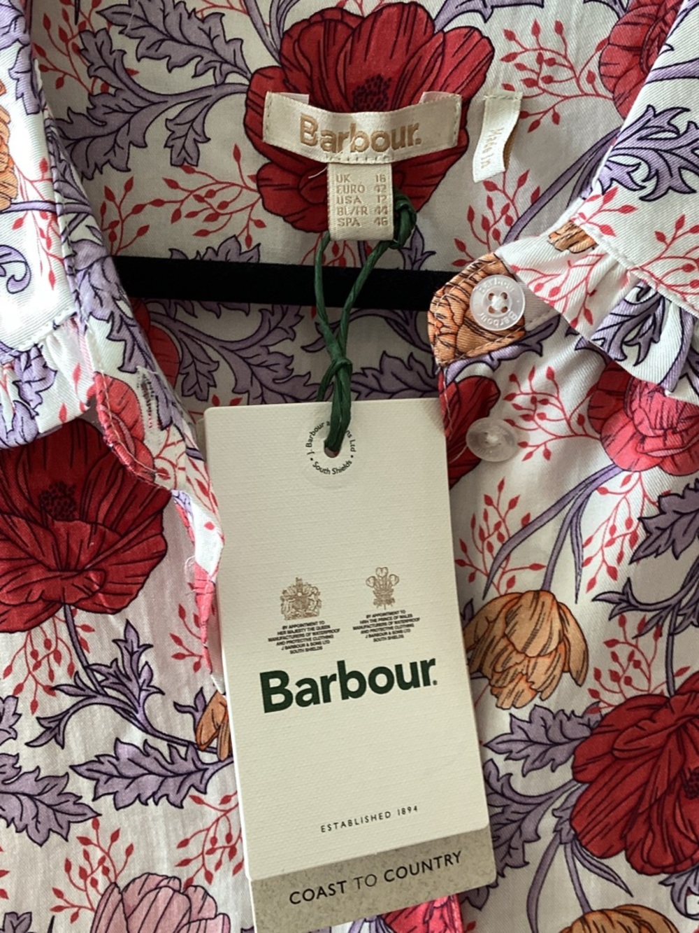 Barbour Red and Purple Floral Button-Up Shirt - Picture 2 of 12